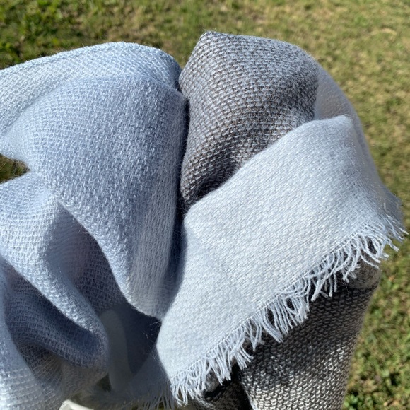 Soft Triangular Scarf Gray Pale Blue PlaidBlanket - Picture 2 of 7